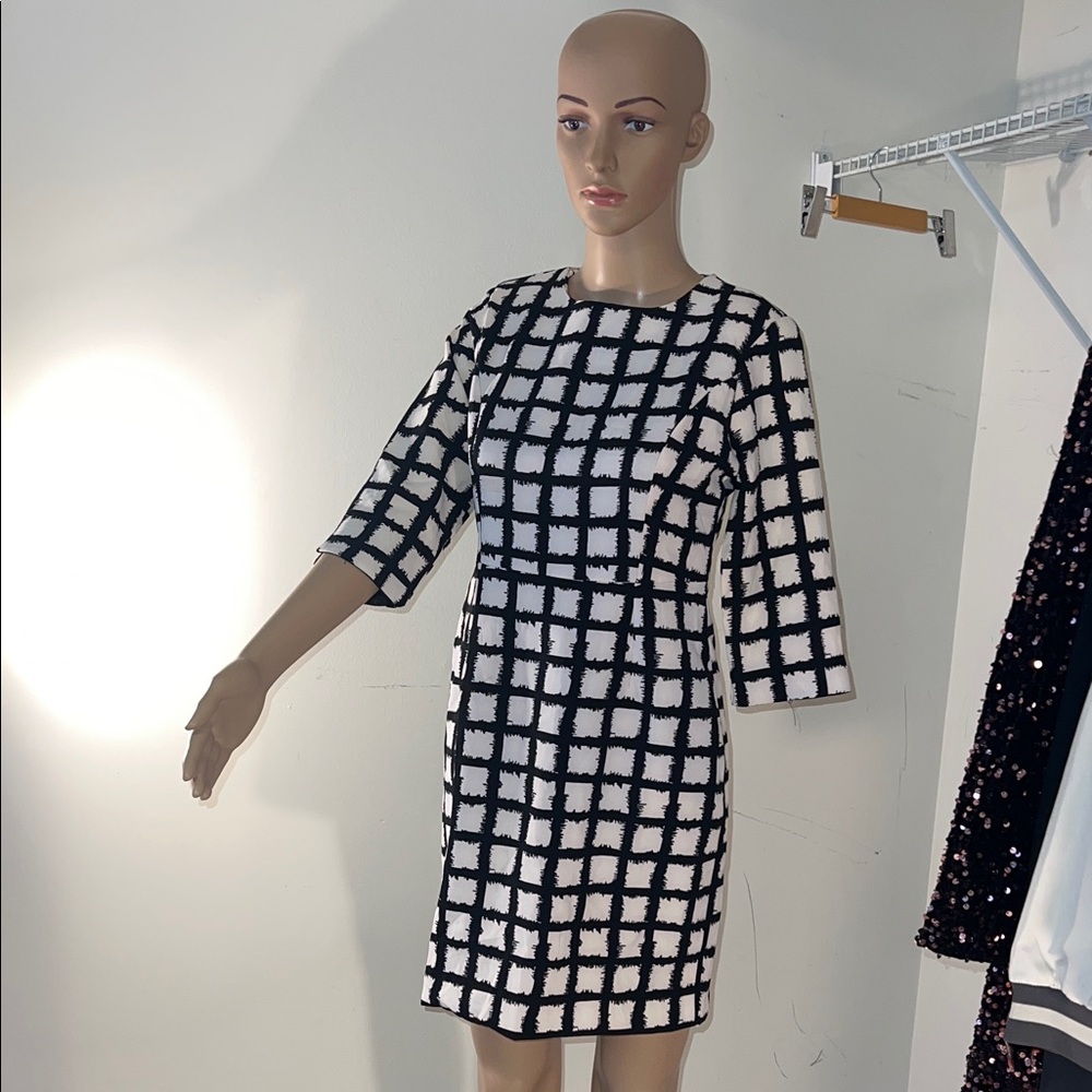 Chic Black and White Checkered Mini Dress